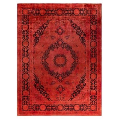 Contemporary Fine Vibrance Hand Knotted Wool Orange Area Rug