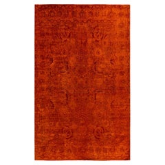 Contemporary Fine Vibrance Hand Knotted Wool Orange Area Rug