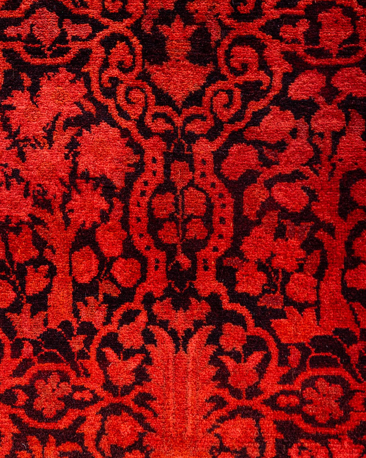 Contemporary Fine Vibrance Handgeknüpfter Läufer aus Wolle in Orange (Pakistanisch) im Angebot