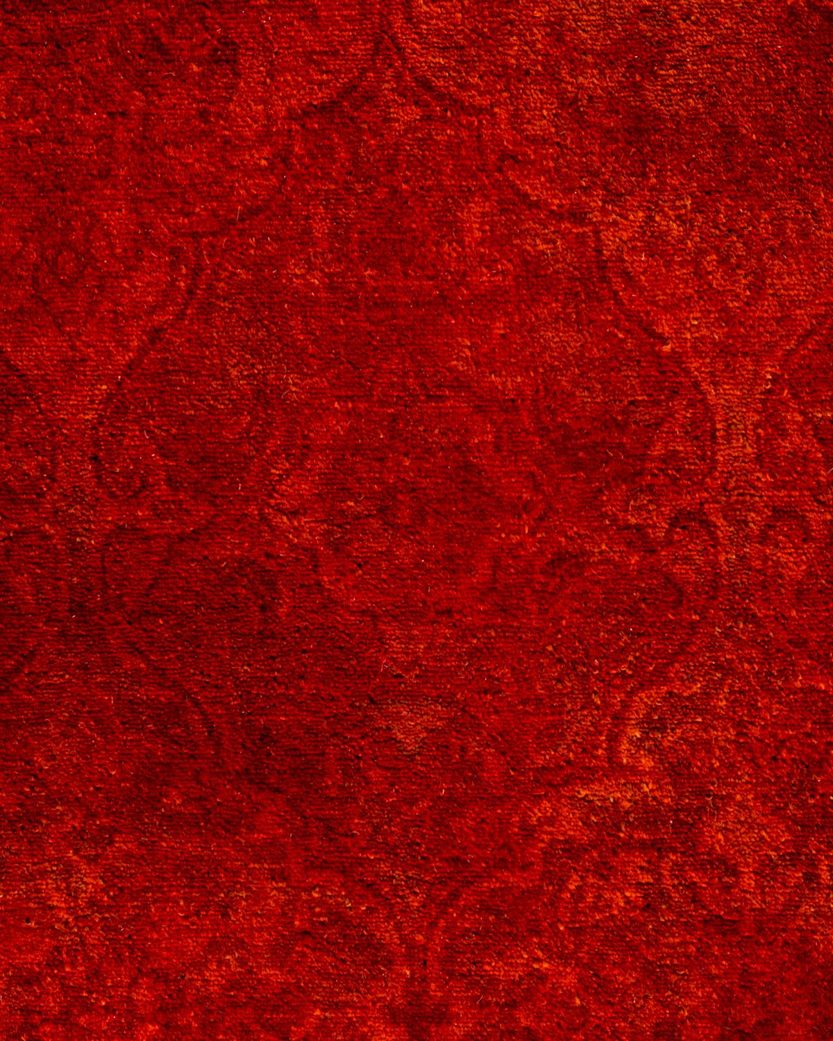 Pakistanais Chemin de table contemporain en laine fine nouée à la main orange en vente