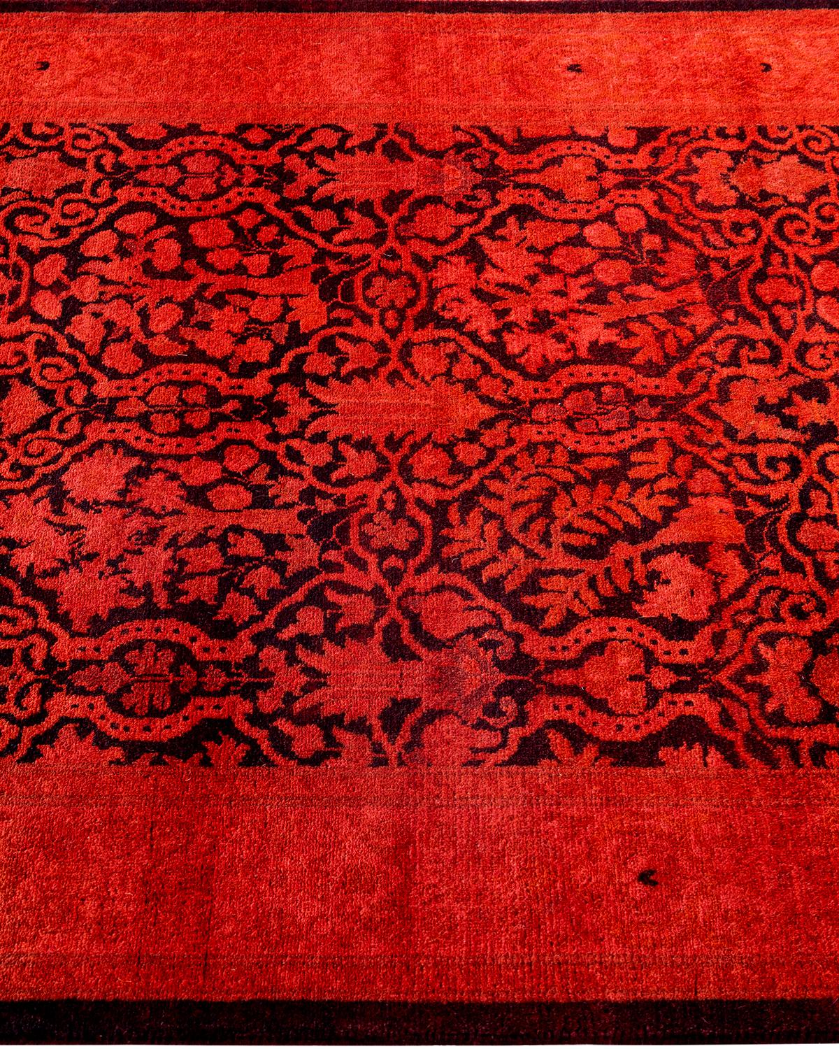 Contemporary Fine Vibrance Handgeknüpfter Läufer aus Wolle in Orange im Zustand „Neu“ im Angebot in Norwalk, CT