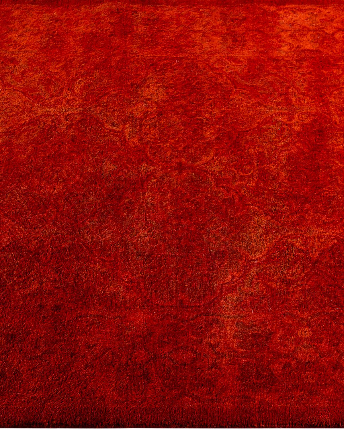 Chemin de table contemporain en laine fine nouée à la main orange Neuf - En vente à Norwalk, CT