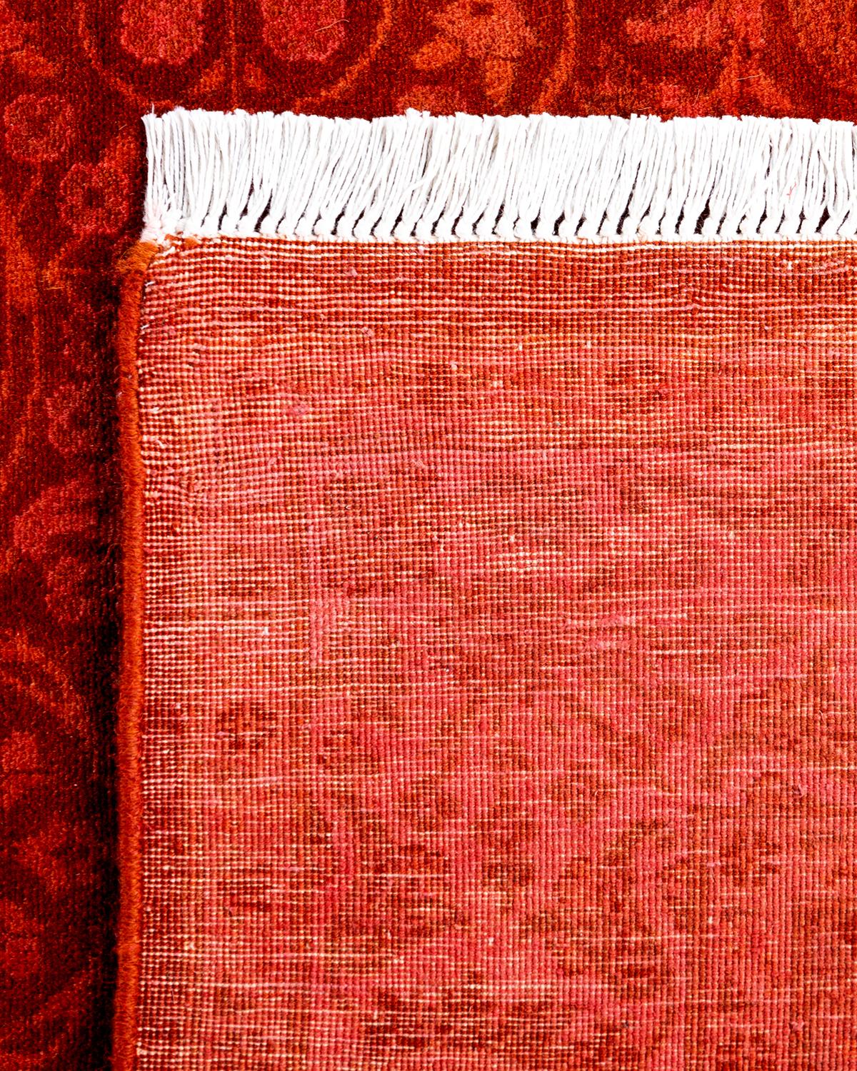 XXIe siècle et contemporain Chemin de table contemporain en laine fine nouée à la main orange en vente