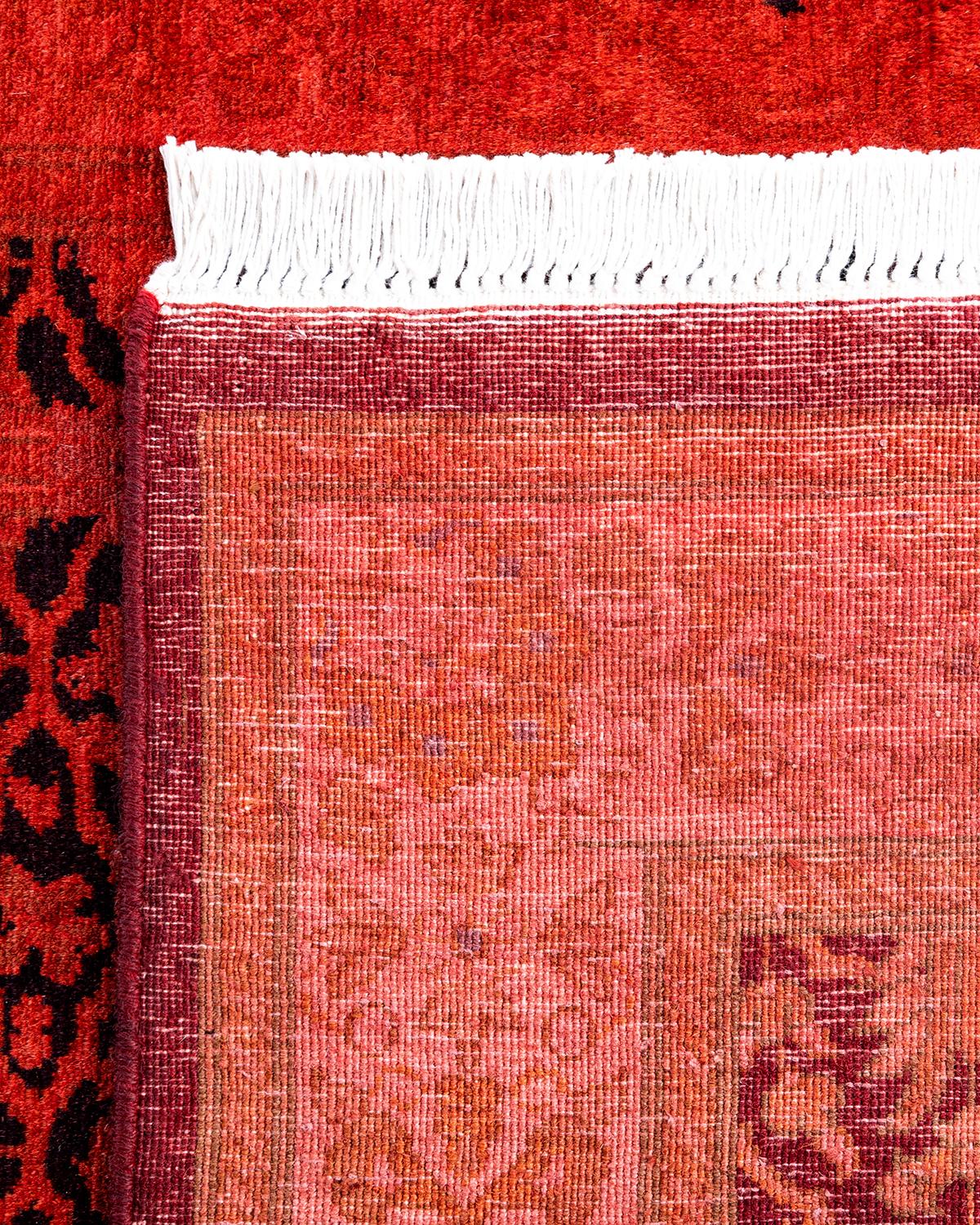 Contemporary Fine Vibrance Handgeknüpfter Läufer aus Wolle in Orange (21. Jahrhundert und zeitgenössisch) im Angebot