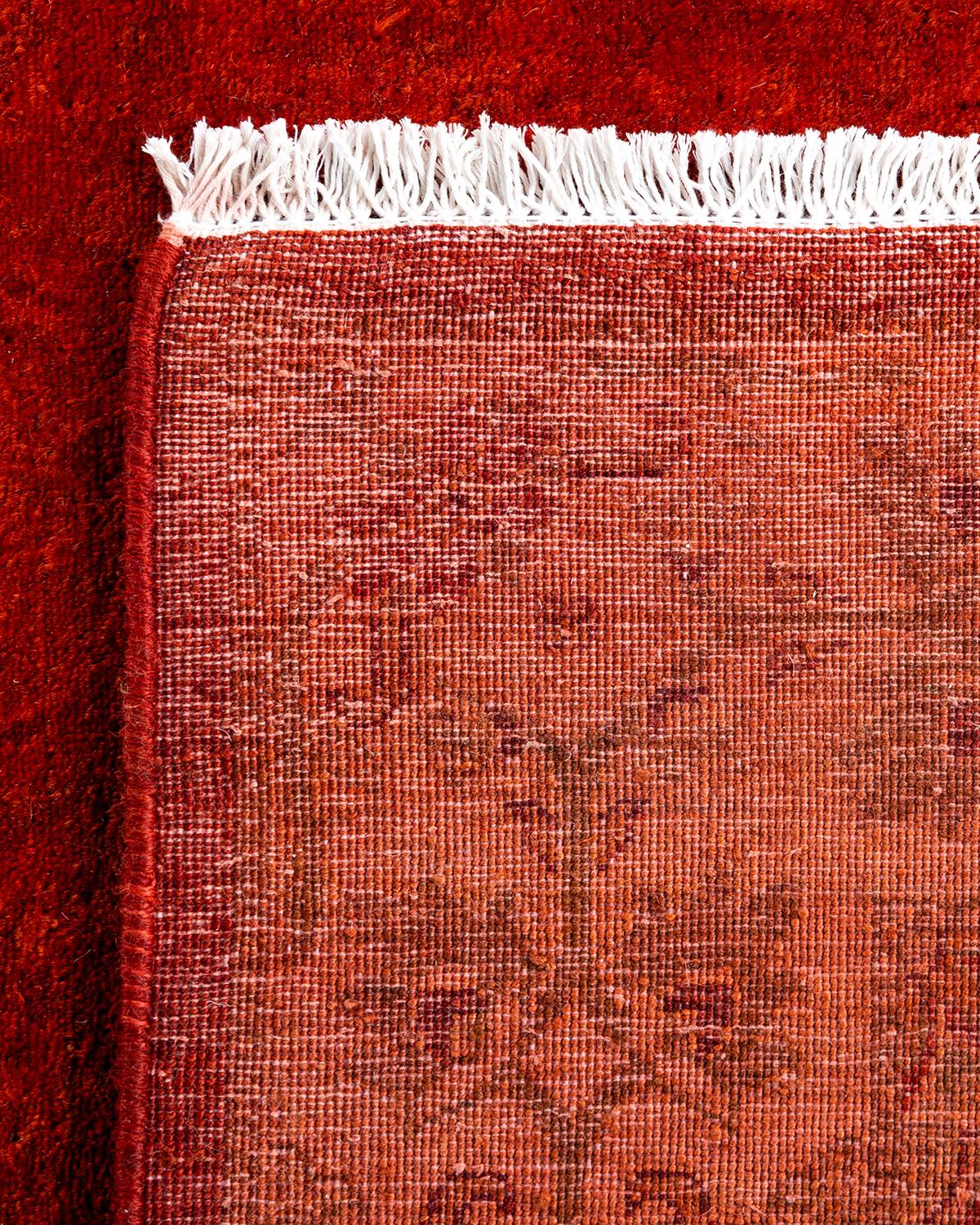 XXIe siècle et contemporain Chemin de table contemporain en laine fine nouée à la main orange en vente
