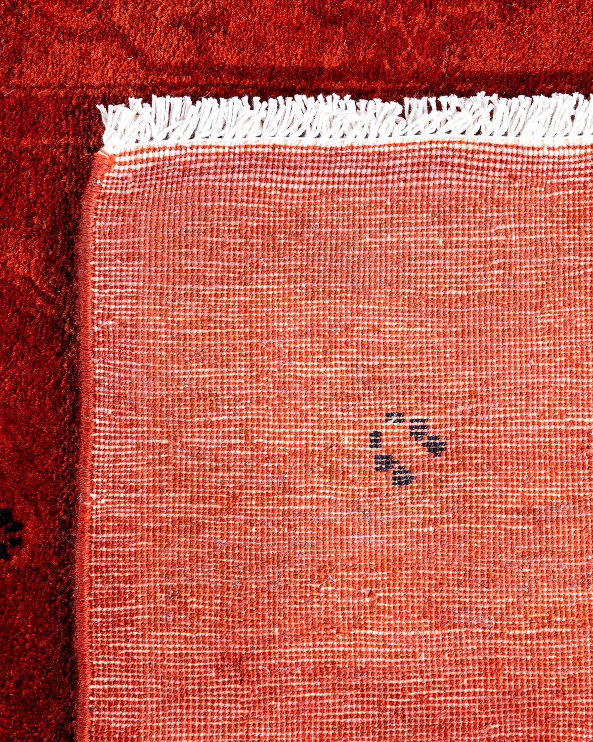 Contemporary Fine Vibrance Handgeknüpfter Läufer aus Wolle in Orange  (21. Jahrhundert und zeitgenössisch) im Angebot