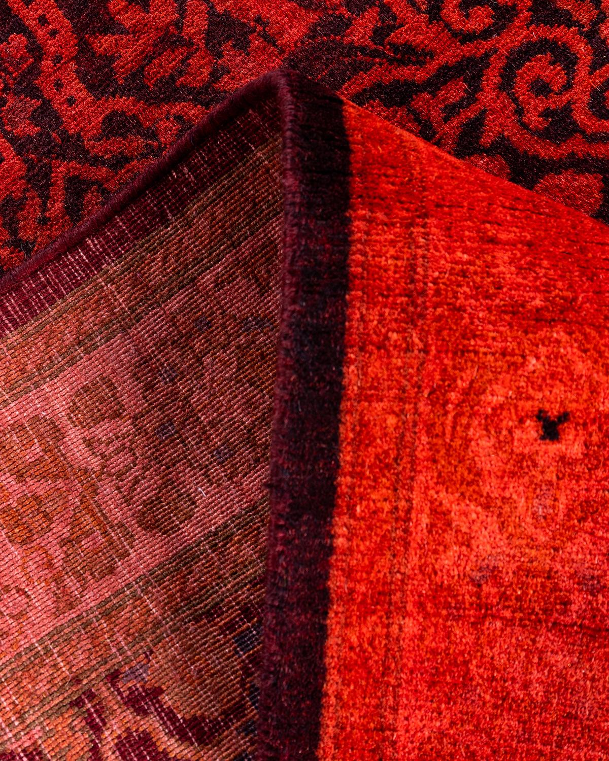 Contemporary Fine Vibrance Handgeknüpfter Läufer aus Wolle in Orange im Angebot 1