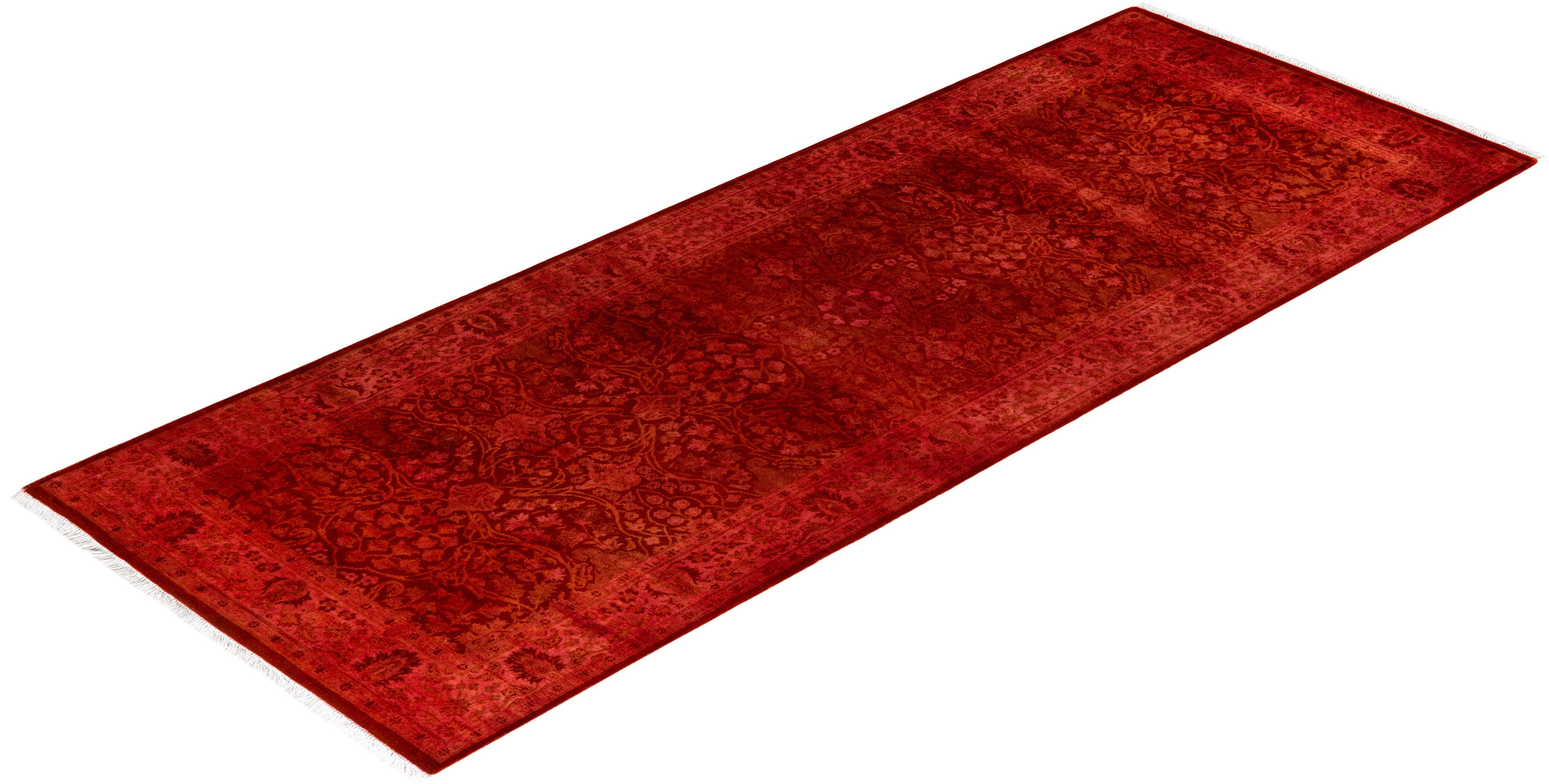 Chemin de table contemporain en laine fine nouée à la main orange en vente 2