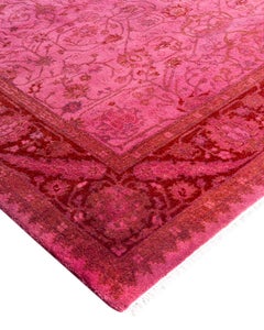 Contemporary Fine Vibrance Hand Knotted Wool Pink Area Rug