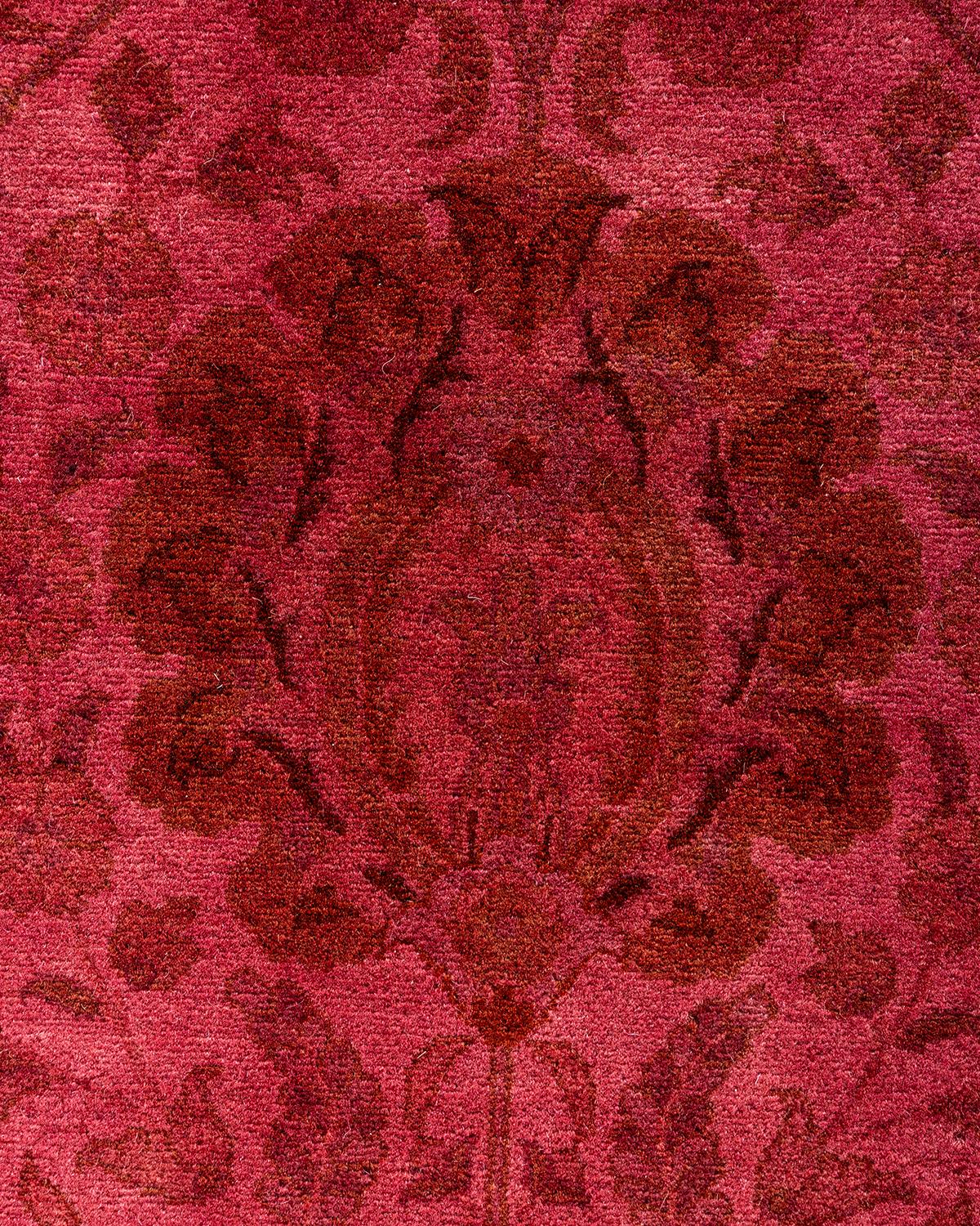 Pakistani Contemporary Fine Vibrance Hand Knotted Wool Pink Area Rug For Sale