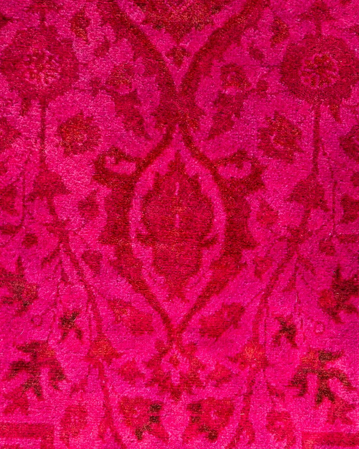 Pakistani Contemporary Fine Vibrance Hand Knotted Wool Pink Area Rug  For Sale