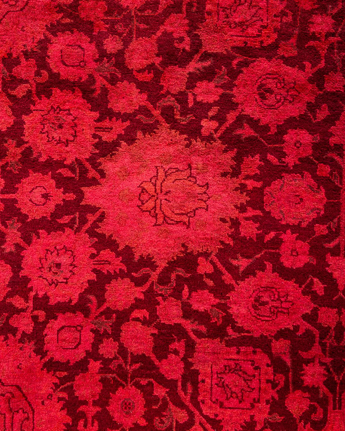 Pakistani Contemporary Fine Vibrance Hand Knotted Wool Pink Area Rug For Sale