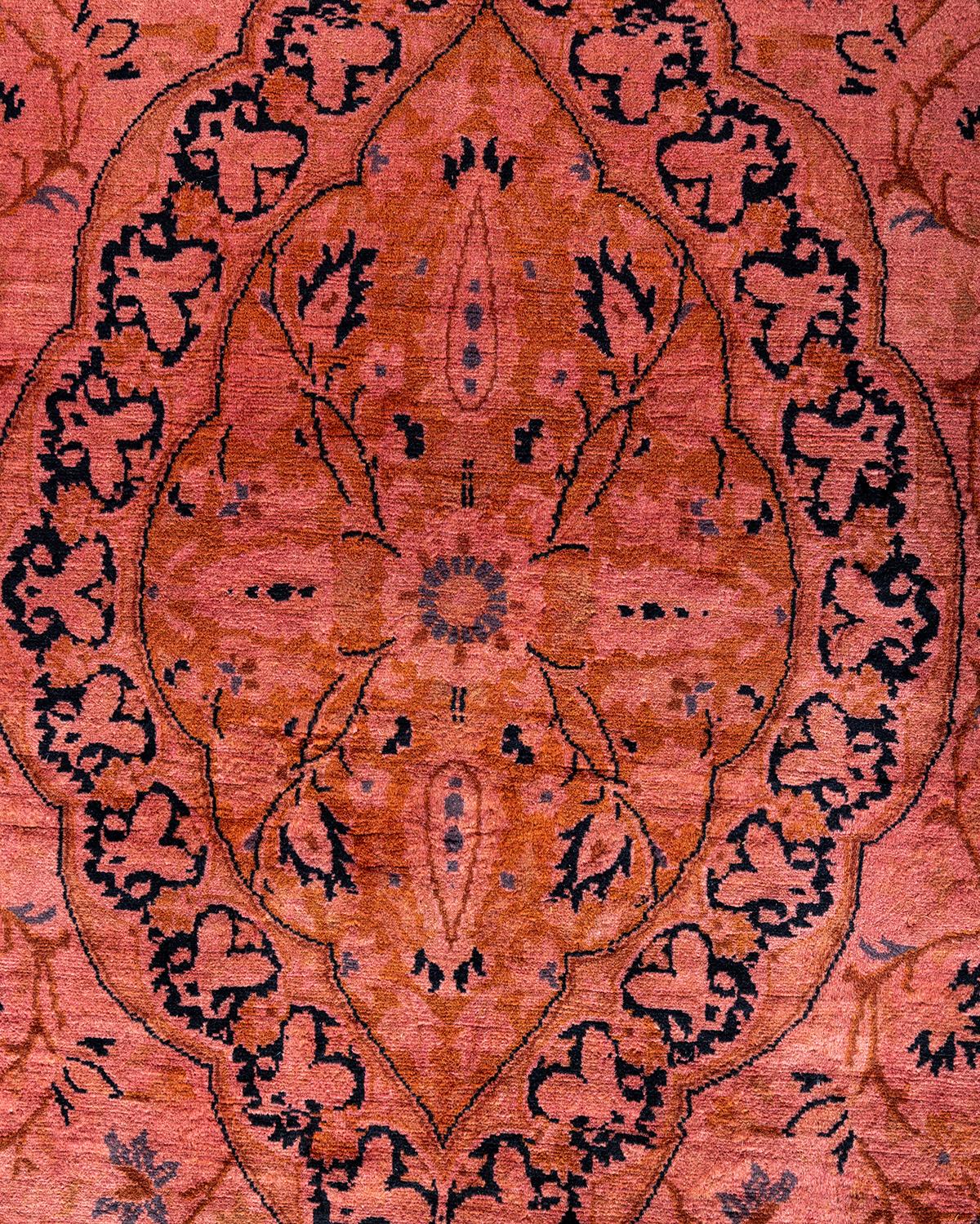 Pakistani Contemporary Fine Vibrance Hand Knotted Wool Pink Area Rug For Sale