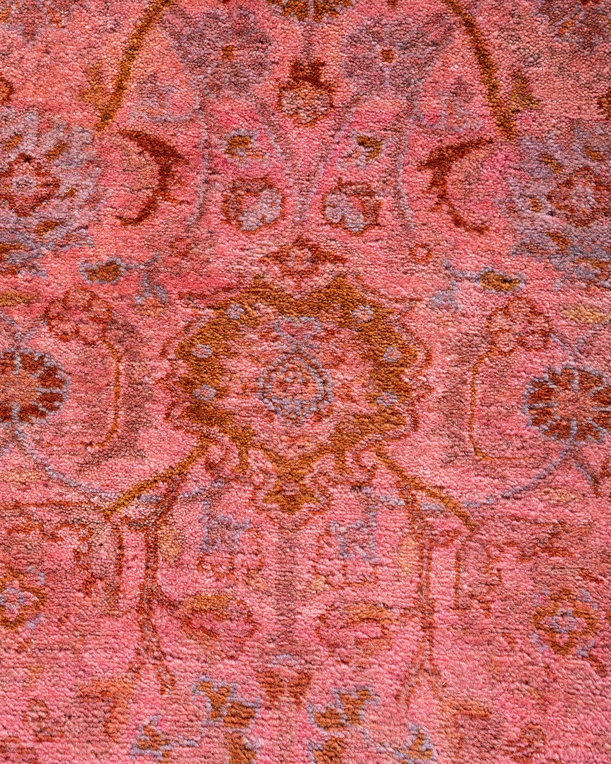 Pakistani Contemporary Fine Vibrance Hand Knotted Wool Pink Area Rug  For Sale
