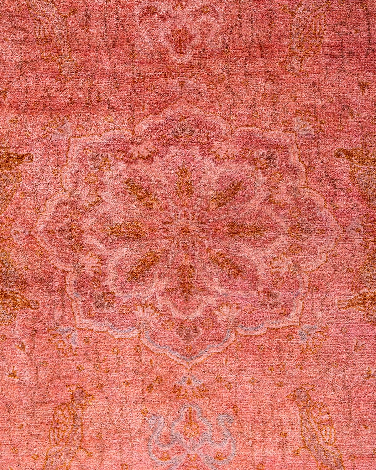 Pakistani Contemporary Fine Vibrance Hand Knotted Wool Pink Area Rug For Sale