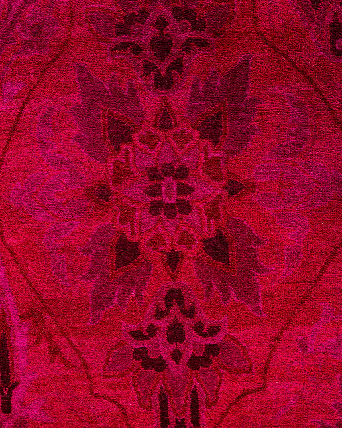 Pakistani Contemporary Fine Vibrance Hand Knotted Wool Pink Area Rug For Sale