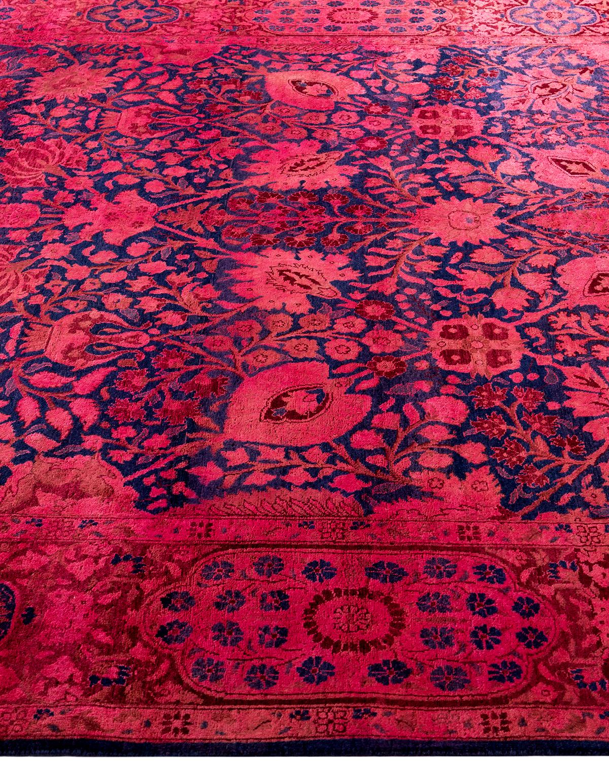 Alfombra contemporánea de lana anudada a mano en tonos rosas en Nuevo estado para la venta en Norwalk, CT