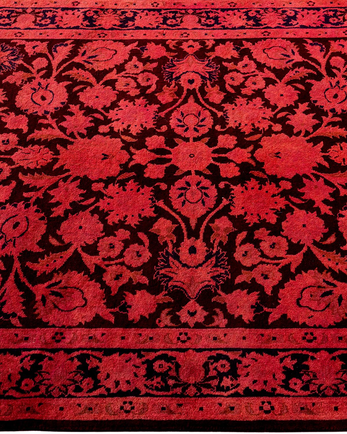Alfombra contemporánea de lana anudada a mano de alta calidad, roja en Nuevo estado para la venta en Norwalk, CT