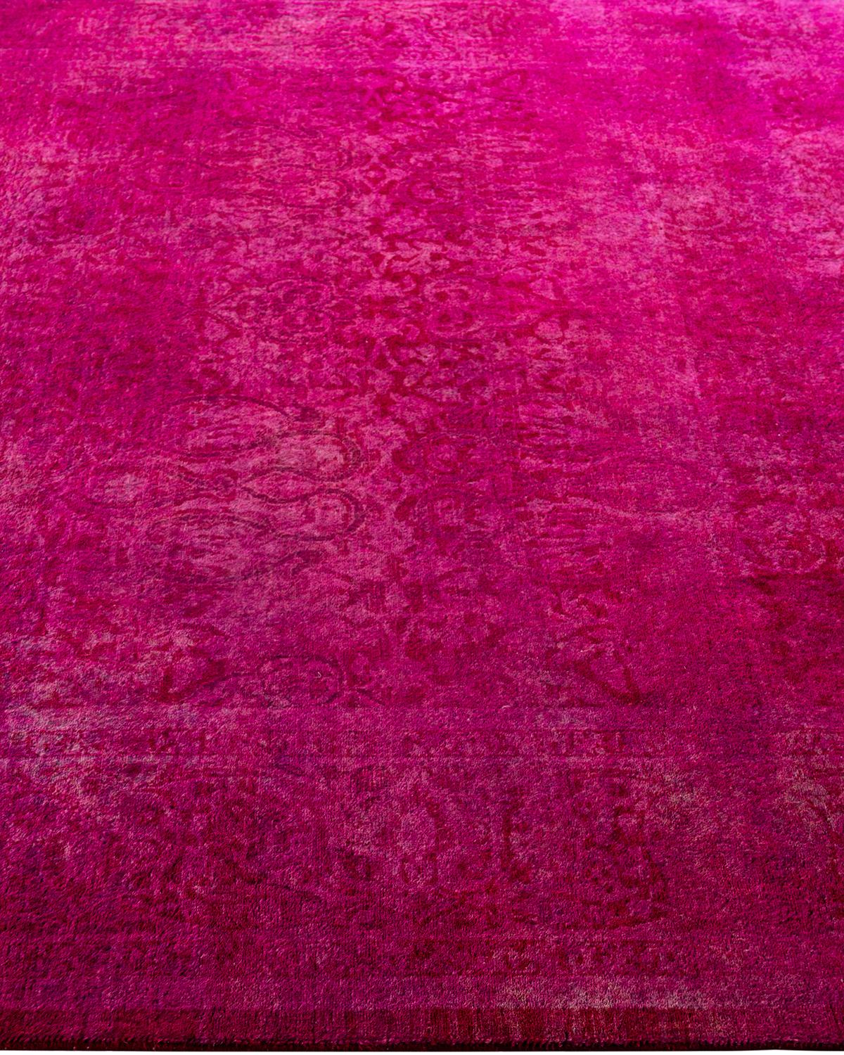 Alfombra contemporánea de lana anudada a mano en tonos rosas en Nuevo estado para la venta en Norwalk, CT