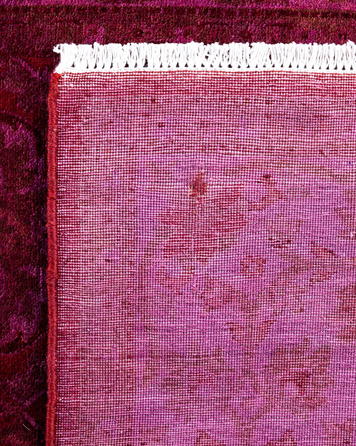 Contemporary Fine Vibrance Hand Knotted Wool Pink Area Rug For Sale 1