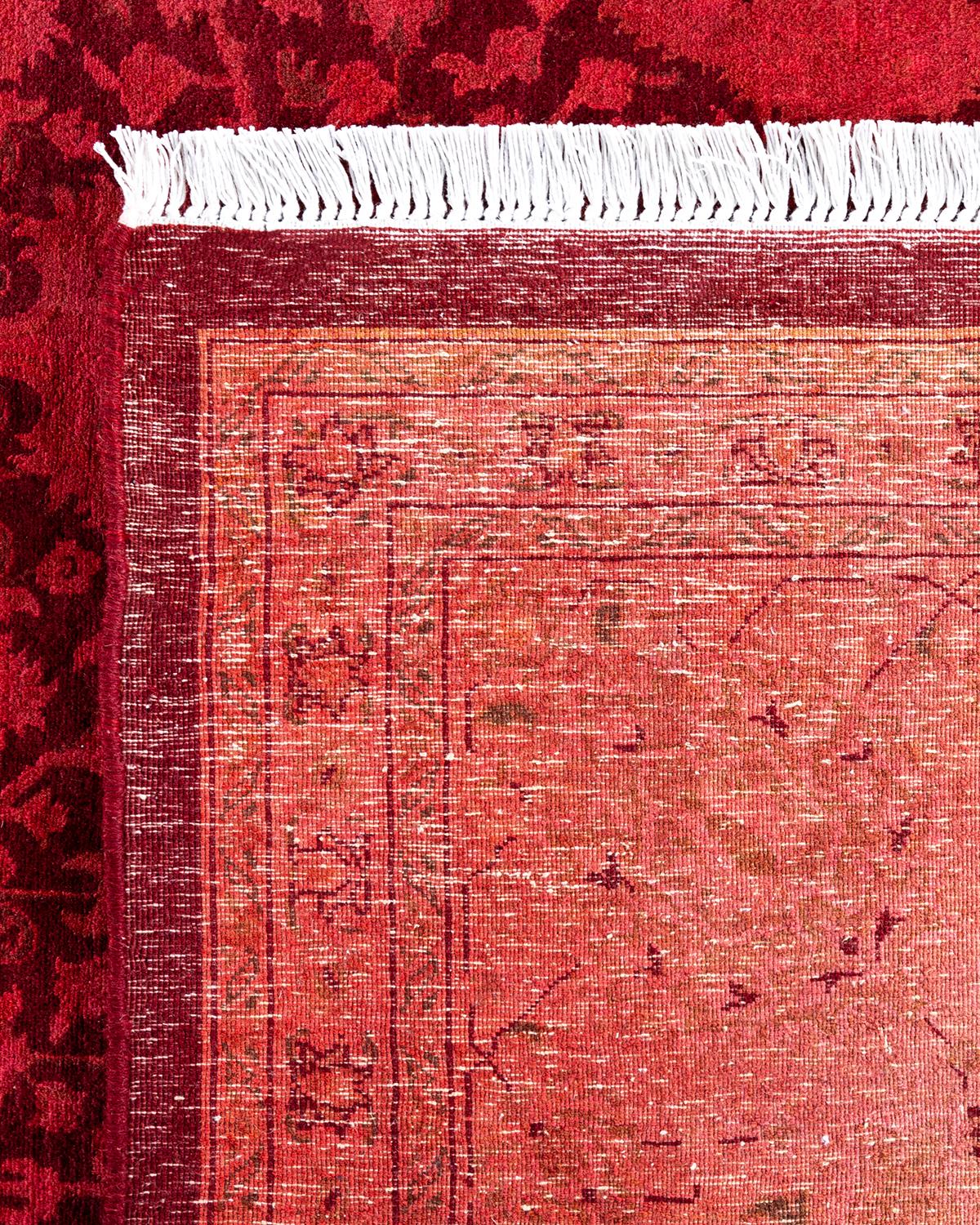 Contemporary Fine Vibrance Hand Knotted Wool Pink Area Rug For Sale 1