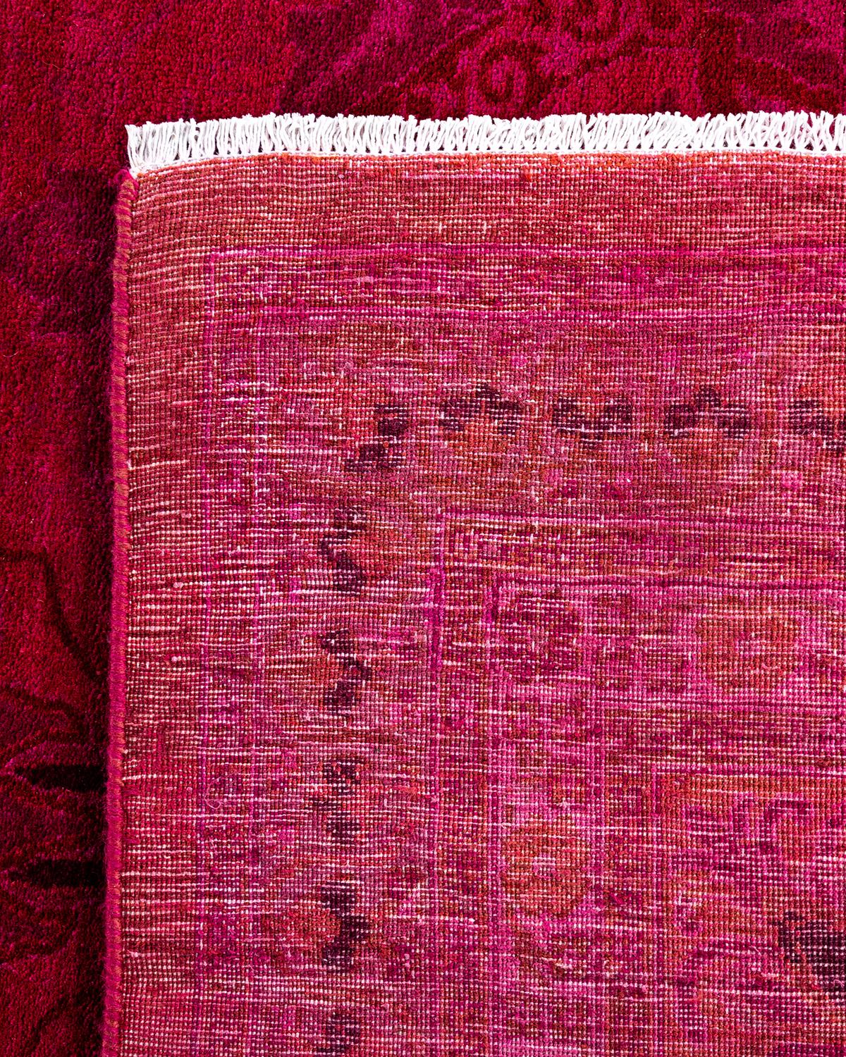 Contemporary Fine Vibrance Hand Knotted Wool Pink Area Rug For Sale 1