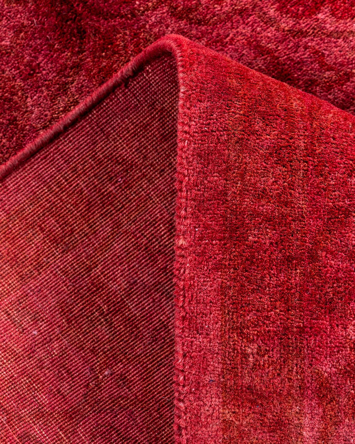 Laine Contemporary Fine Vibrance Hand Knotted Wool Pink Area Rug (Tapis de sol en laine rose nouée à la main) en vente