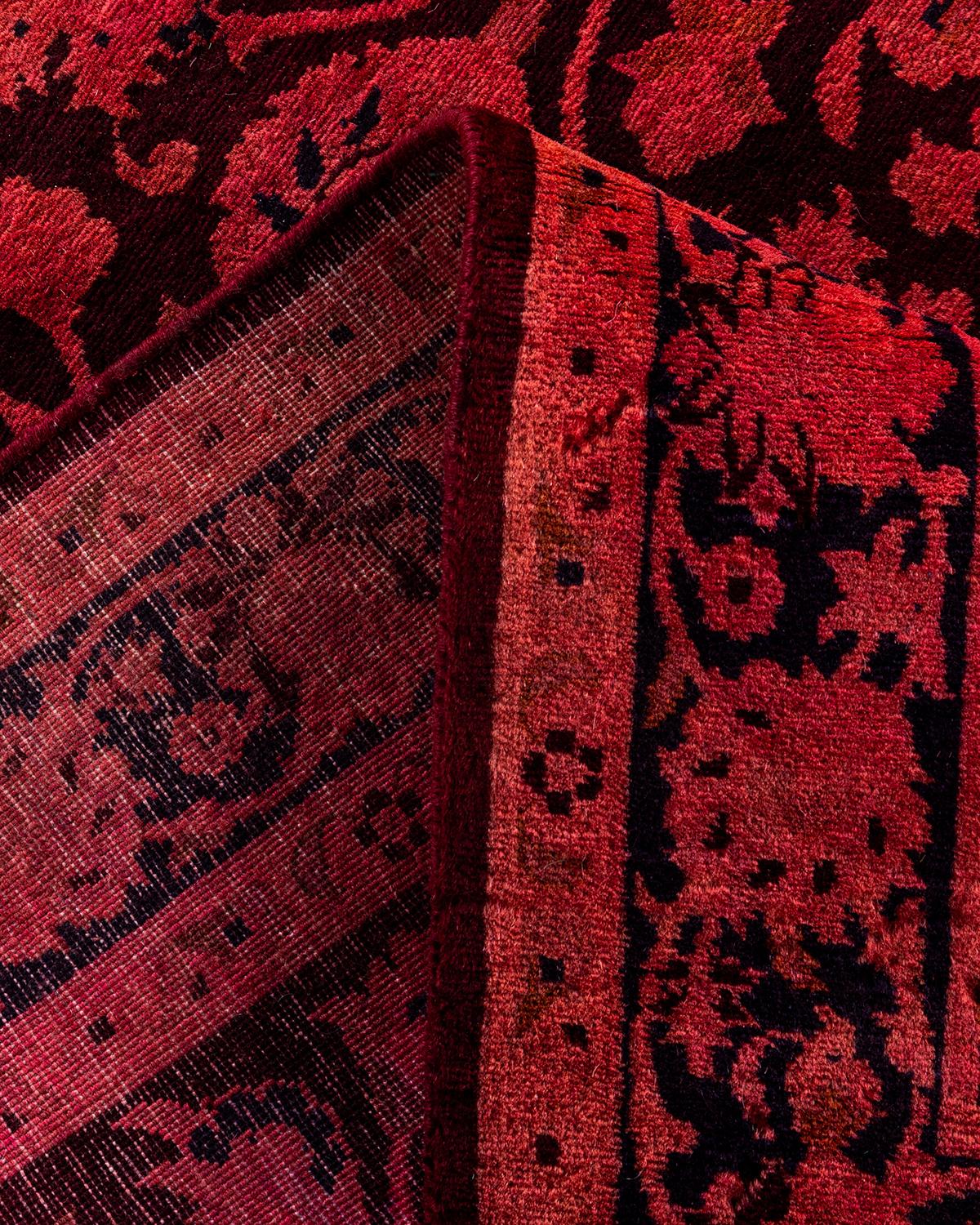 Alfombra contemporánea de lana anudada a mano de alta calidad, roja Lana en venta