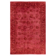 Contemporary Fine Vibrance Hand Knotted Wool Pink Area Rug
