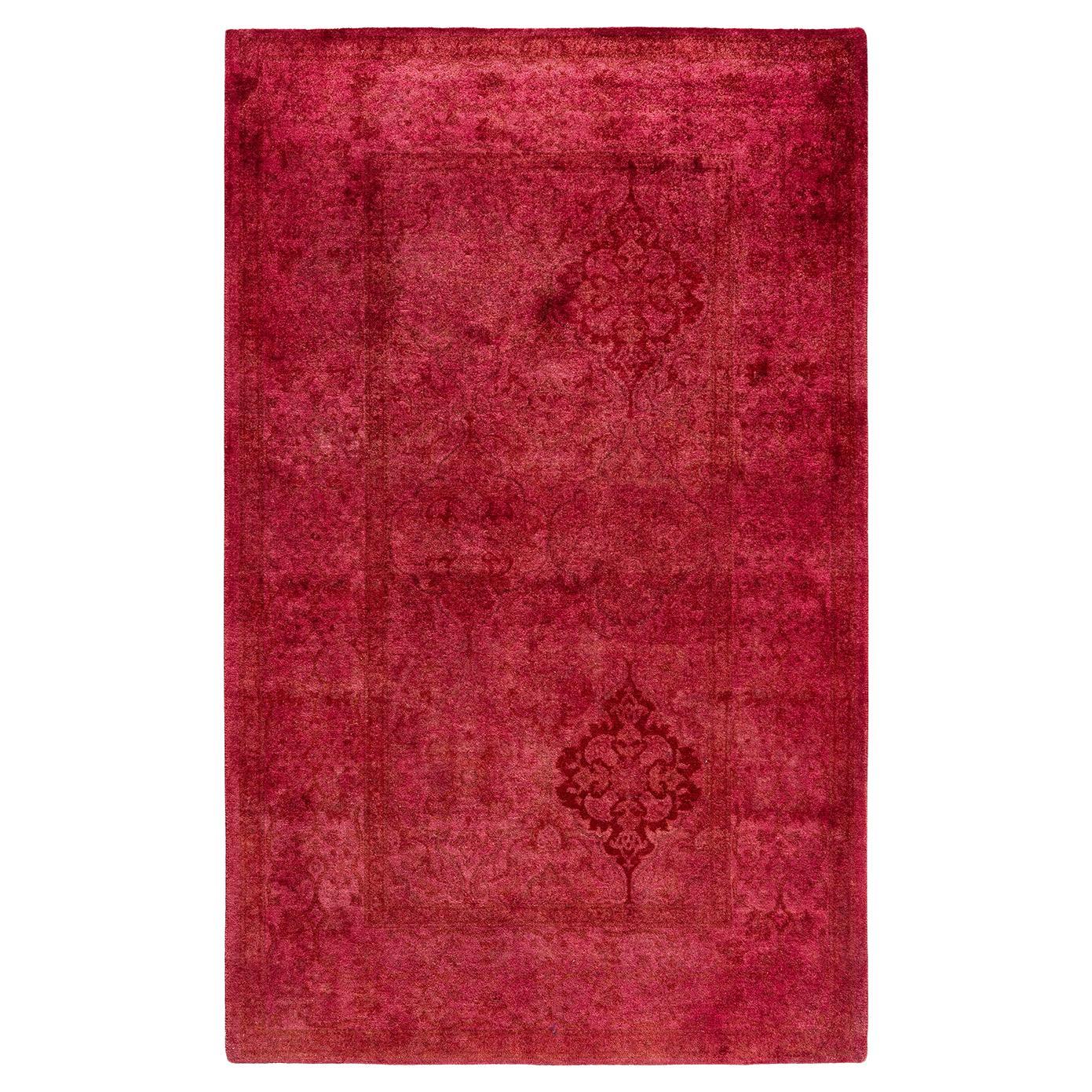 Contemporary Fine Vibrance Hand Knotted Wool Pink Area Rug For Sale