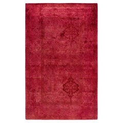 Contemporary Fine Vibrance Hand Knotted Wool Pink Area Rug (Tapis de sol en laine rose nouée à la main)