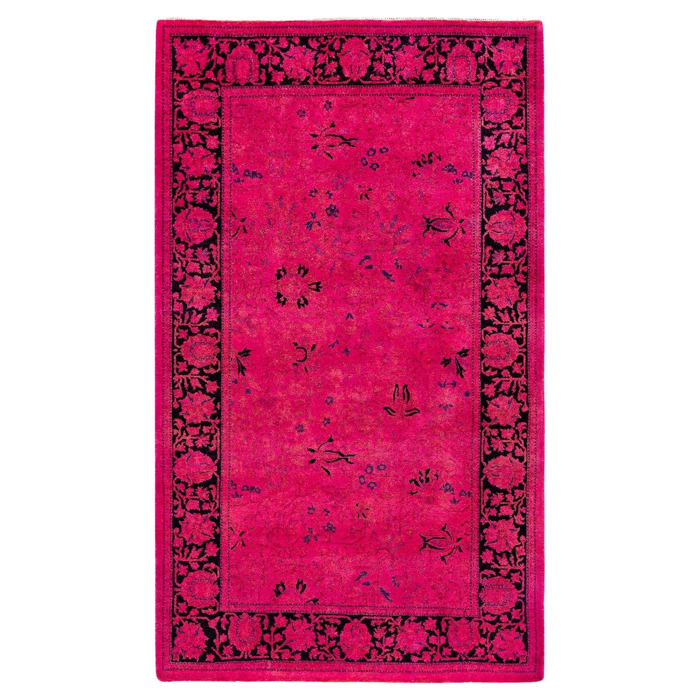 Contemporary Fine Vibrance Hand Knotted Wool Pink Area Rug 