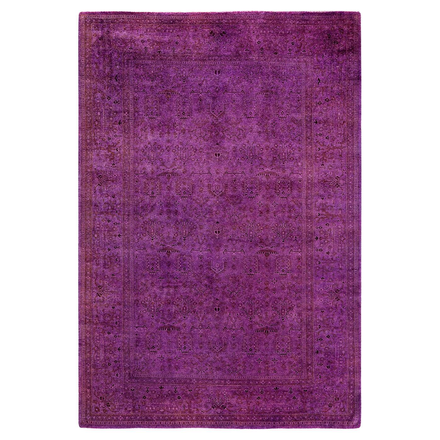 Contemporary Fine Vibrance Hand Knotted Wool Purple Area Rug 