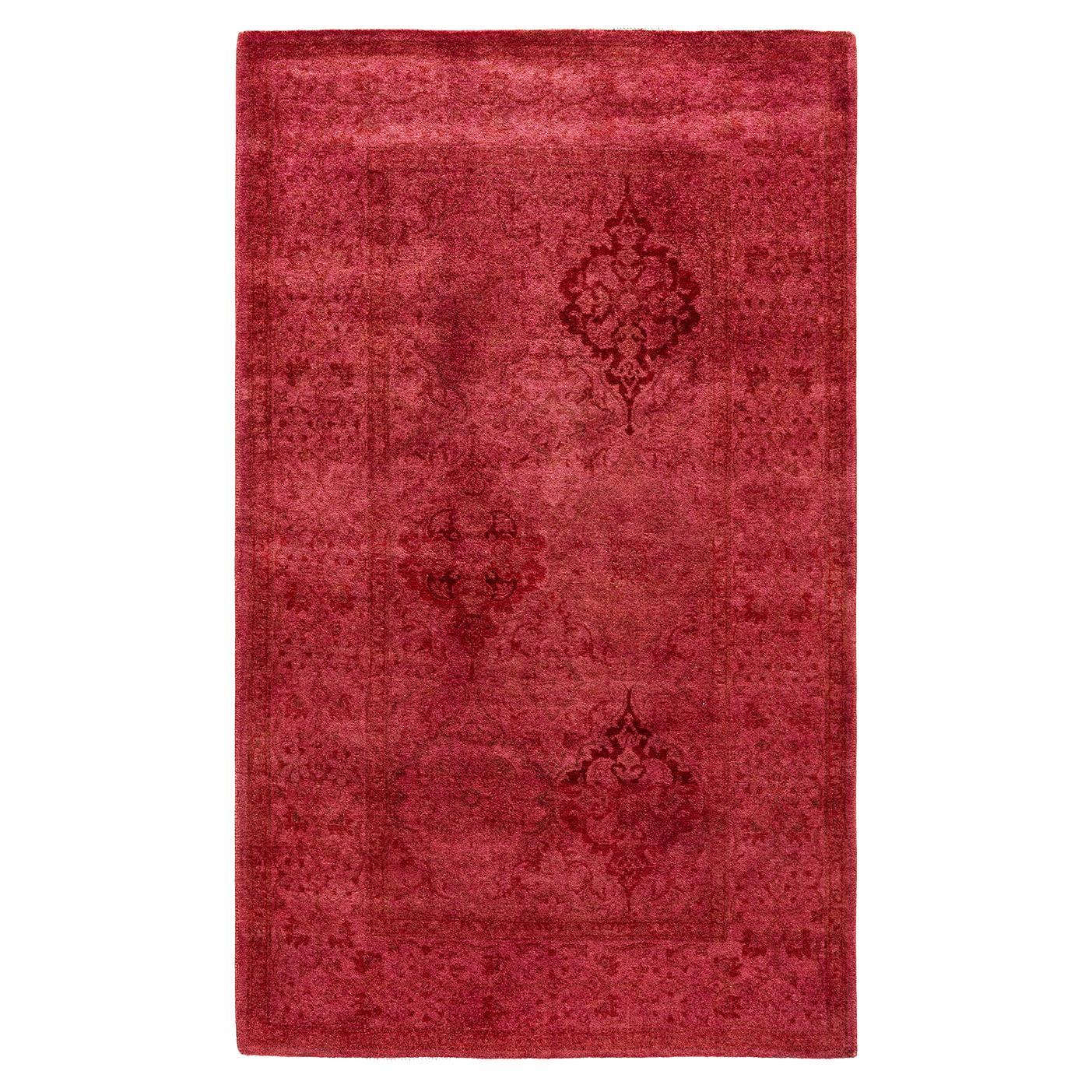 Contemporary Fine Vibrance Hand Knotted Wool Pink Area Rug im Angebot