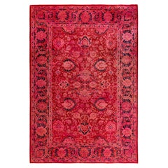 Contemporary Fine Vibrance Hand Knotted Wool Pink Area Rug
