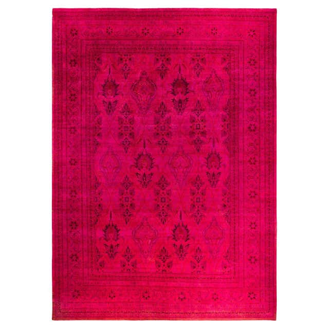 Contemporary Fine Vibrance Hand Knotted Wool Pink Round Area Rug For ...