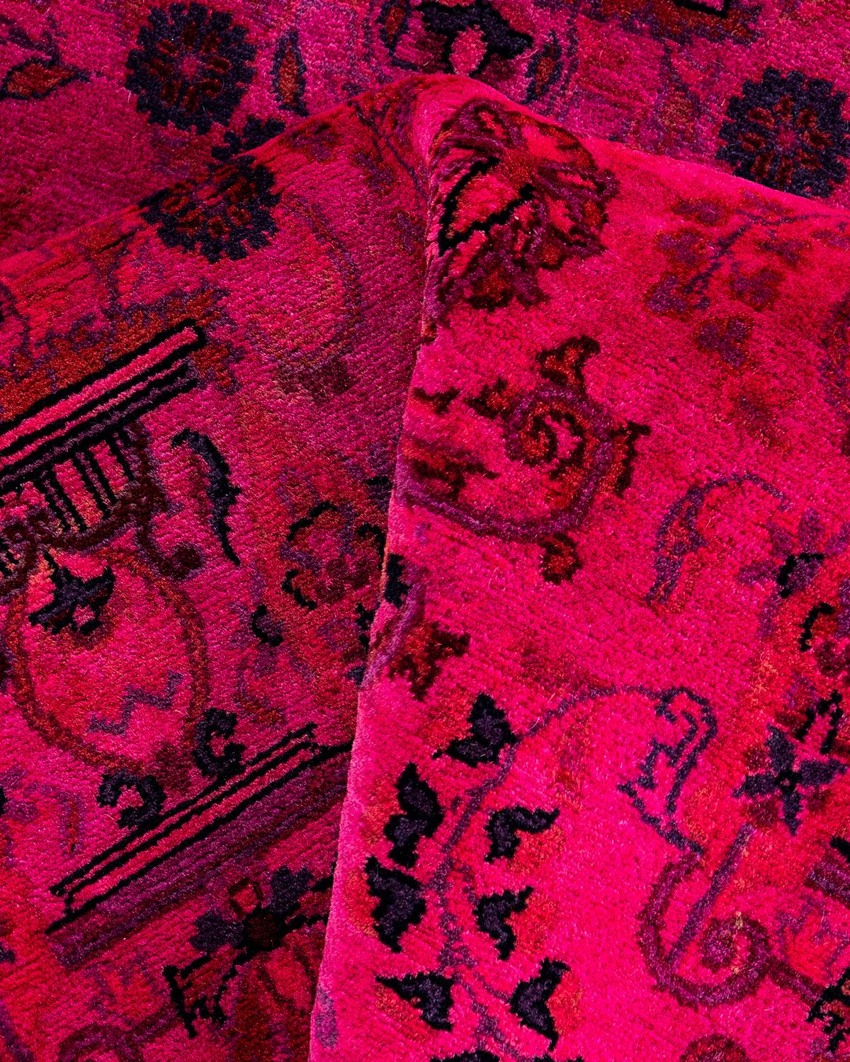 Contemporary Fine Vibrance Hand Knotted Wool Pink Oval Area Rug 3