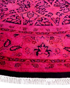 Contemporary Fine Vibrance Hand Knotted Wool Pink Round Area Rug