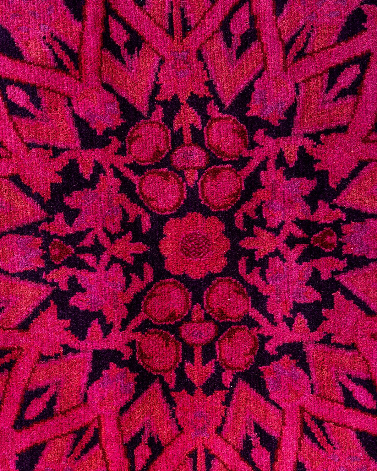 Contemporary Fine Vibrance Hand Knotted Wool Pink Round Area Rug  (Pakistanisch) im Angebot