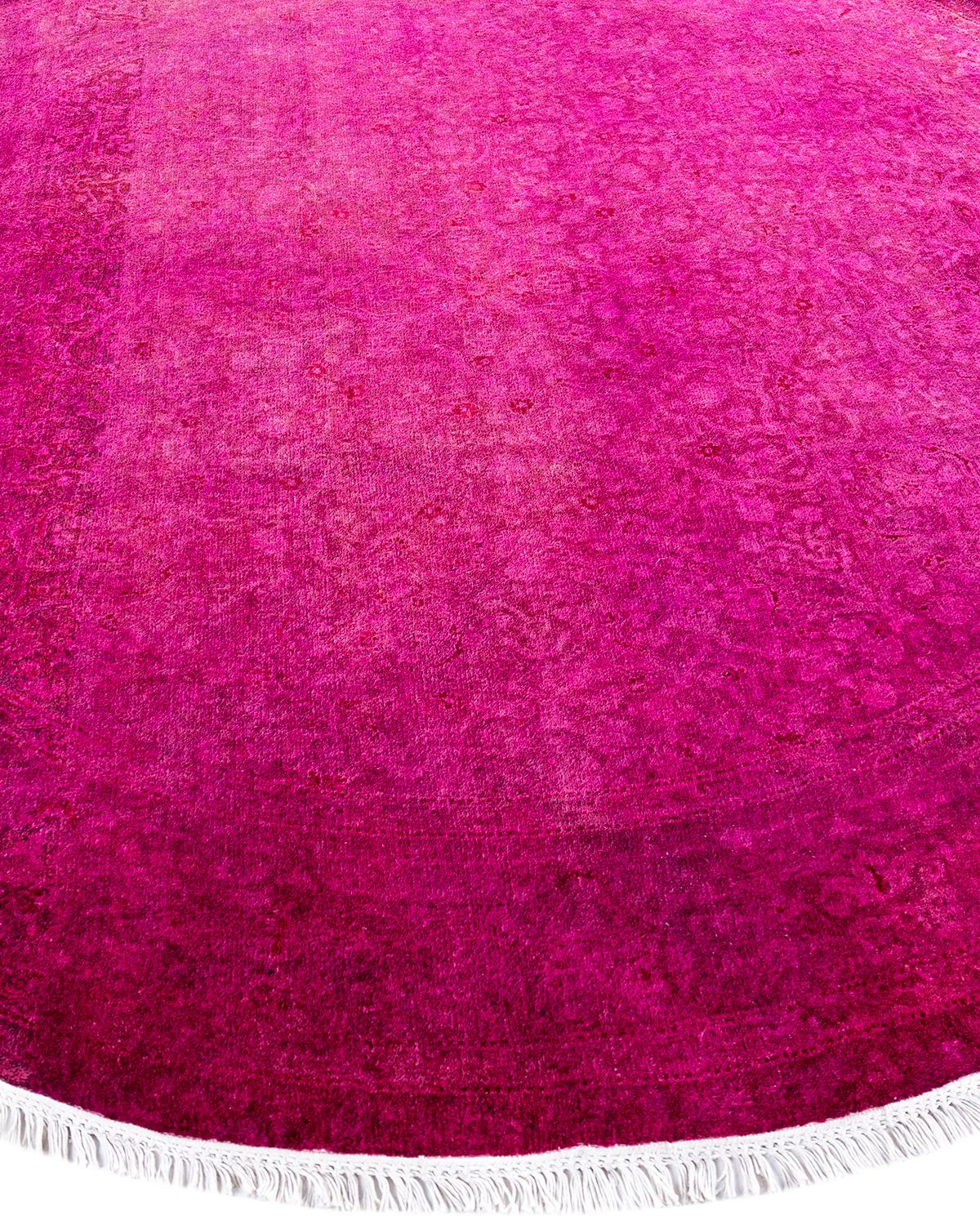 Contemporary Fine Vibrance Hand Knotted Wool Pink Round Area Rug For ...