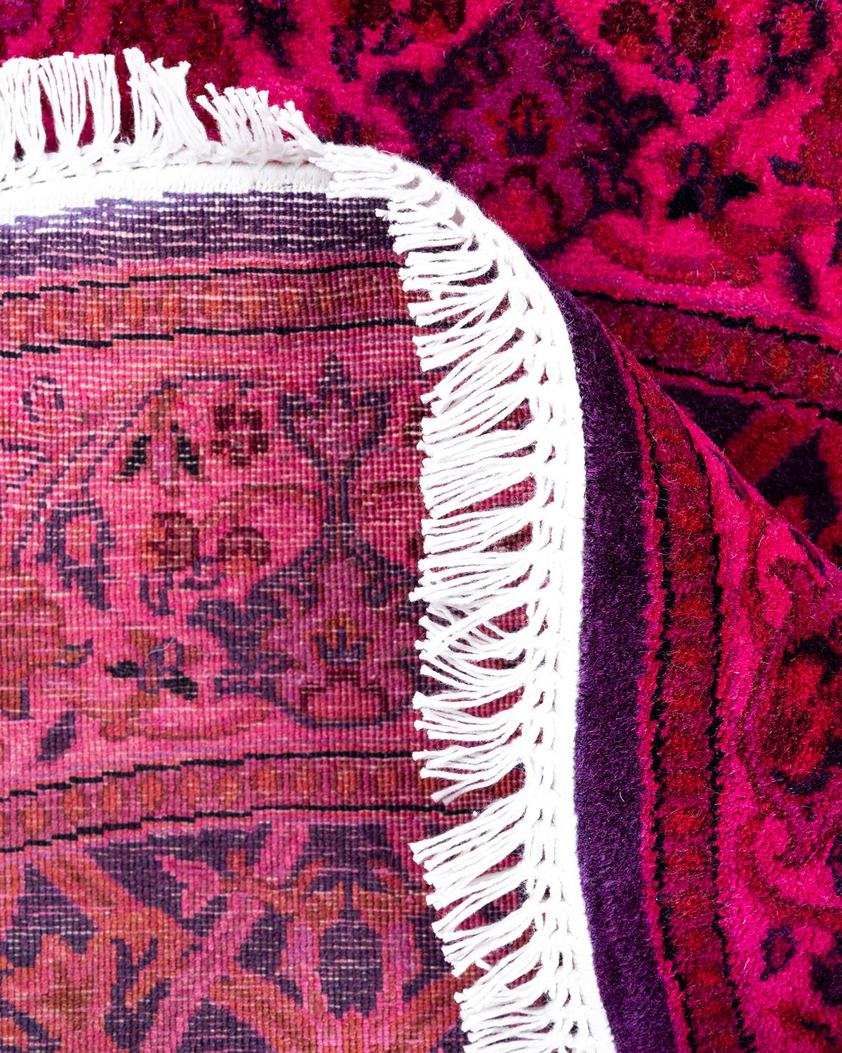 Lana Contemporary Fine Vibrance Tappeto rotondo in lana annodata a mano di colore rosa in vendita