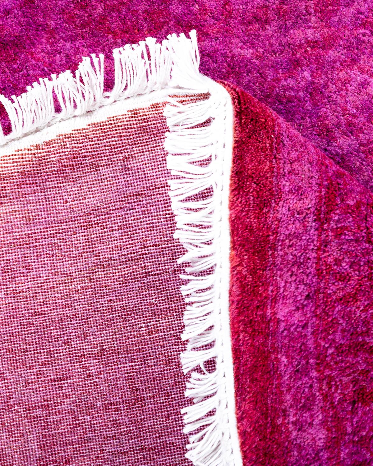Contemporary Fine Vibrance Hand Knotted Wool Pink Round Area Rug 2