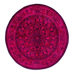 Contemporary Fine Vibrance Hand Knotted Wool Pink Round Area Rug 