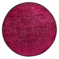 Contemporary Fine Vibrance Hand Knotted Wool Pink Round Area Rug 