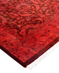 Contemporary Fine Vibrance Hand Knotted Wool Pink Runner