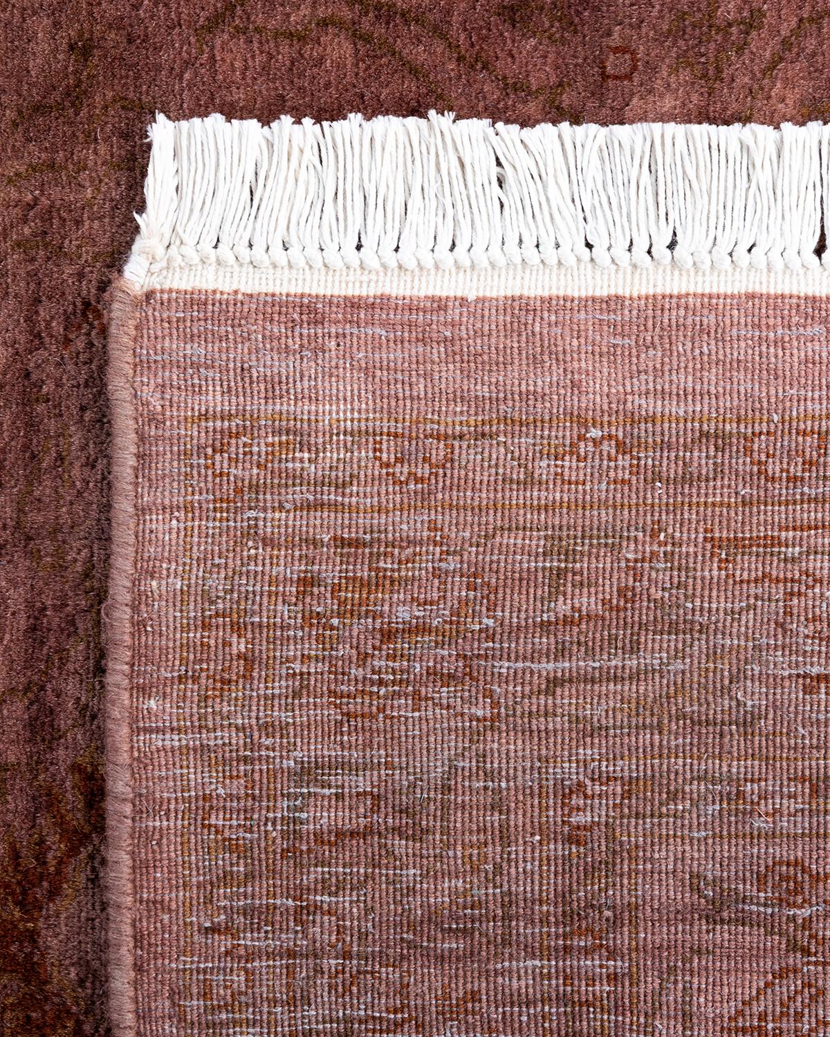 Contemporary Fine Vibrance Handgeknüpfter Läufer aus brauner Wolle  (21. Jahrhundert und zeitgenössisch) im Angebot