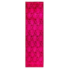 Contemporary Fine Vibrance Hand Knotted Wool Pink Runner 