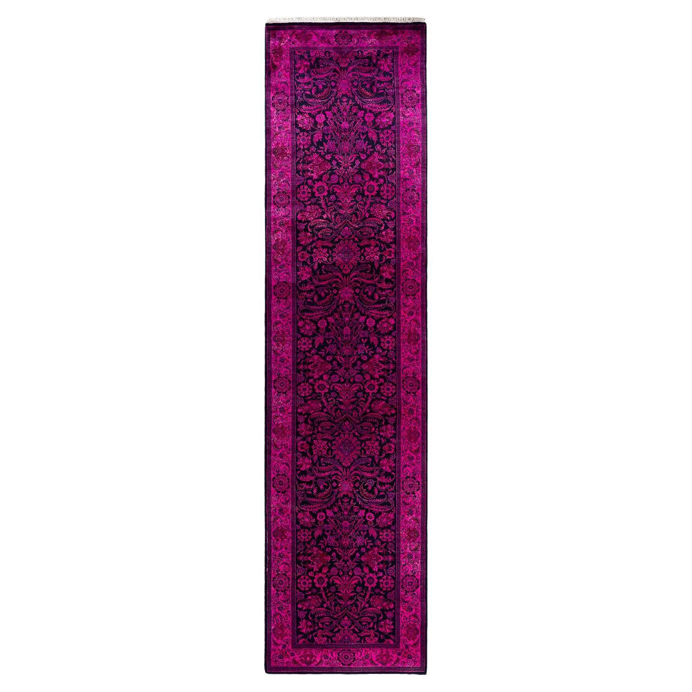 Contemporary Fine Vibrance Hand Knotted Wool Pink Runner