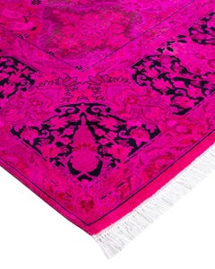 Contemporary Fine Vibrance Hand Knotted Wool Pink Square Area Rug
