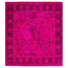 Contemporary Fine Vibrance Hand Knotted Wool Pink Square Area Rug